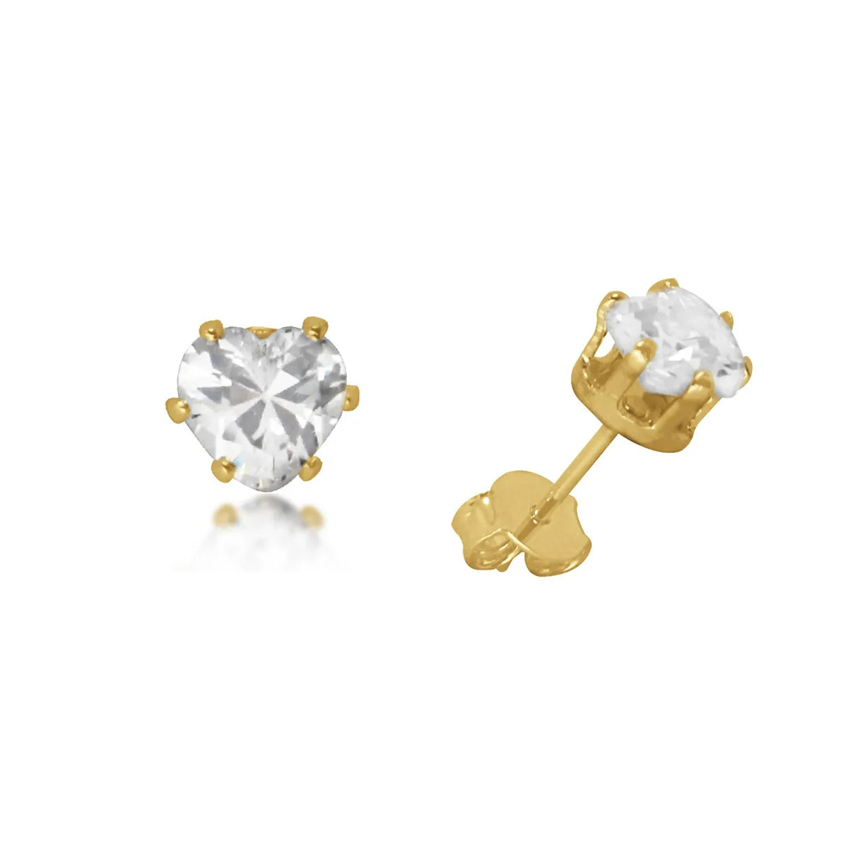 Brinco Pequeno Coração 4mm Zircônia Folheado a Ouro 18k