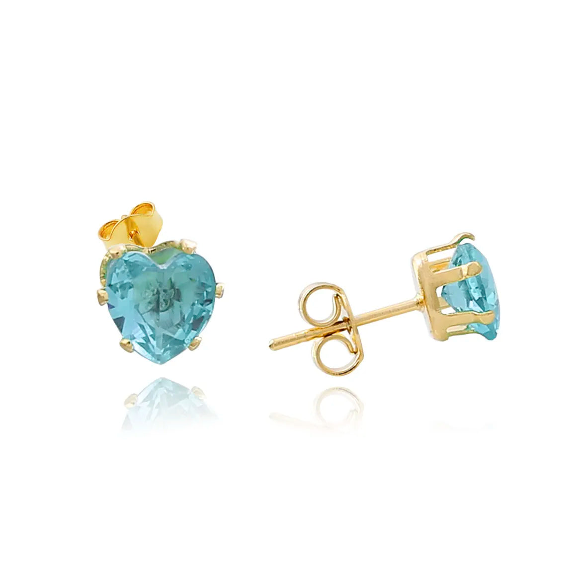 Brinco Pequeno Coração 6mm Zircônia Folheado a Ouro 18k