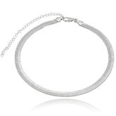 Colar Choker Malha Serpente Alto Brilho 6mm 30cm Folheado Prata 1000
