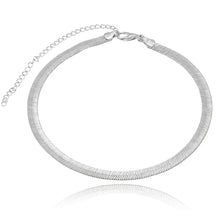Colar Choker Malha Serpente Alto Brilho 6mm 30cm Folheado Prata 1000