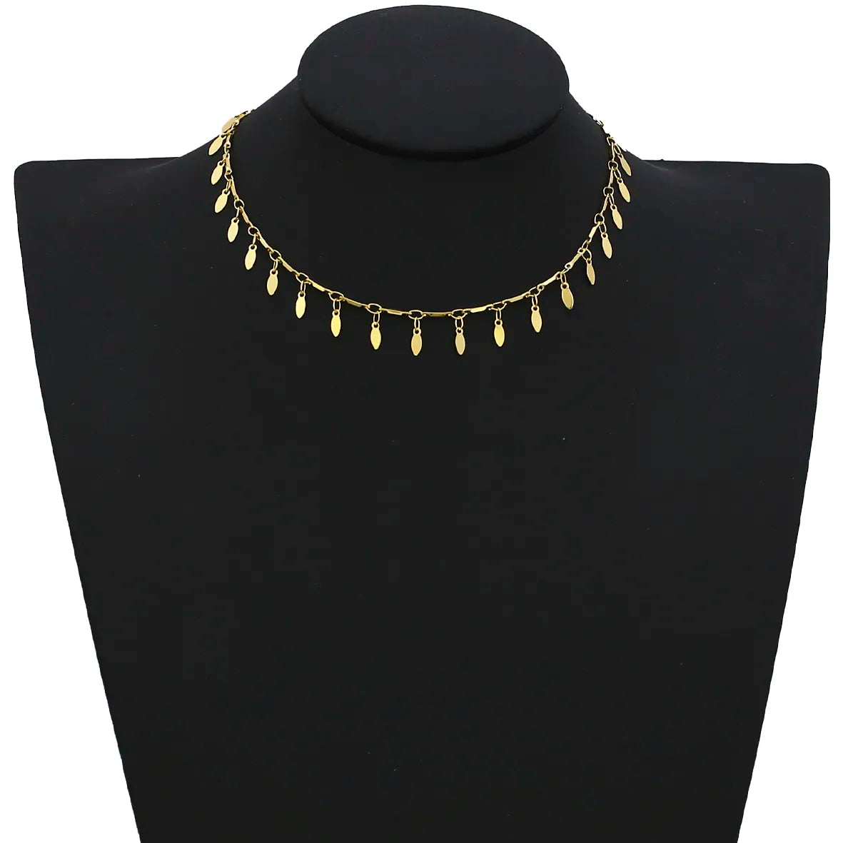 Colar Choker Pendentes de Folhas Lisas Folheado