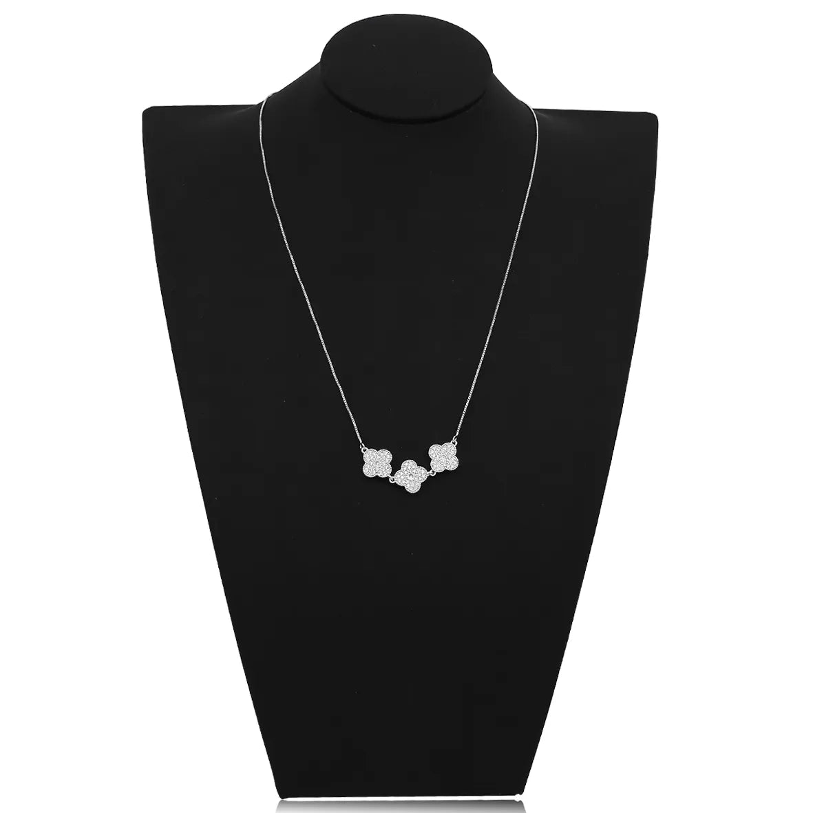 Colar com Trevo 4 Folhas Van Cleef Zircônias Folheado Prata 1000 Colar com Trevo 4 Folhas Van Cleef Zircônias Folheado Prata 1000