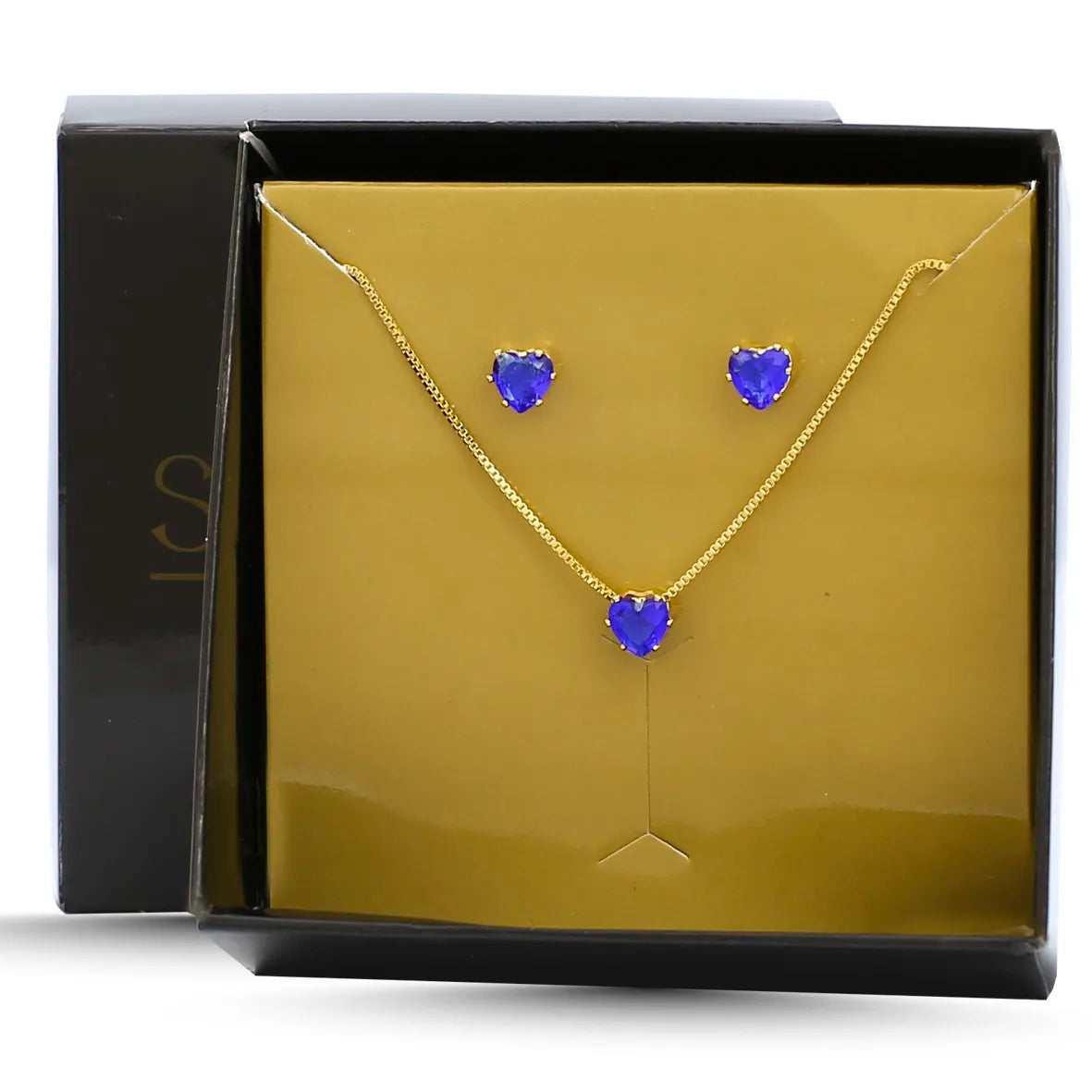 Conjunto Coração com Zircônias Folheado a Ouro 18K + Caixa
