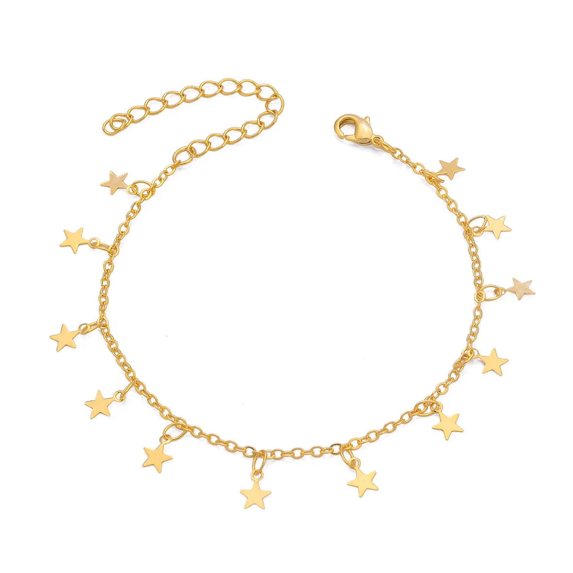 Pulseira Pendentes de Estrelas Lisas Folheado
