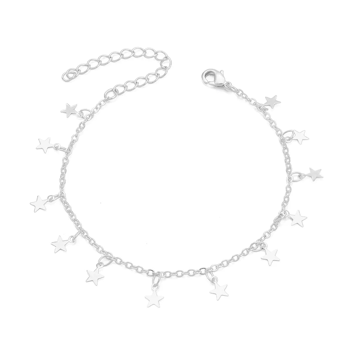 Pulseira Pendentes de Estrelas Lisas Folheado