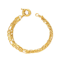 Pulseira Tripla Malha Piastrine com Elo Alongado 3x1 Folheado
